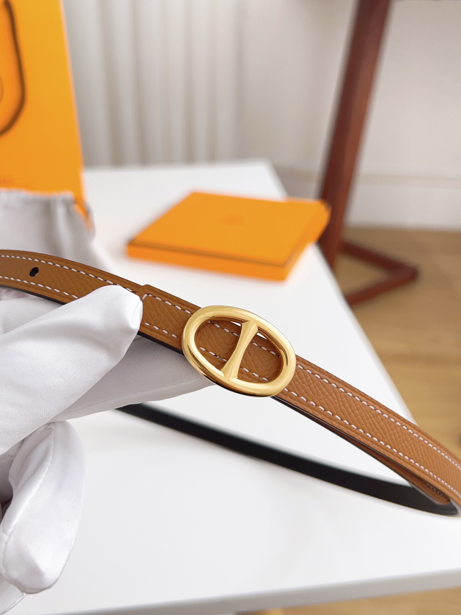 Hermès Female Basic Belt Cow Leather Silver 110cm-m