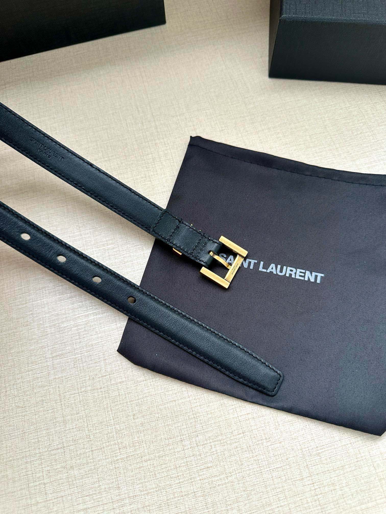 Saint Laurent Female Basic Belt Cow Leather Black Adjustable M
