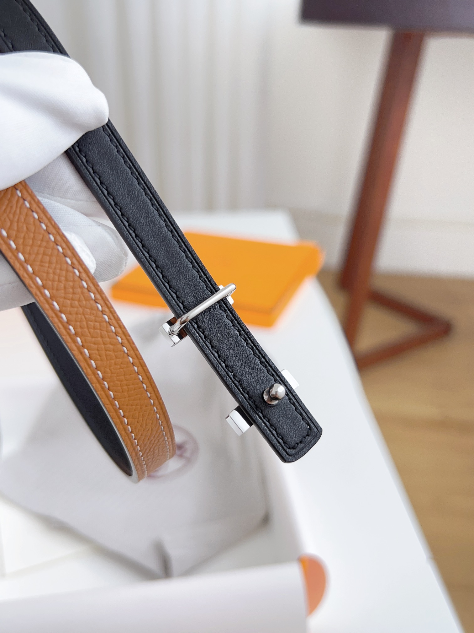 Hermès Female Basic Belt Cow Leather Silver 110cm-m