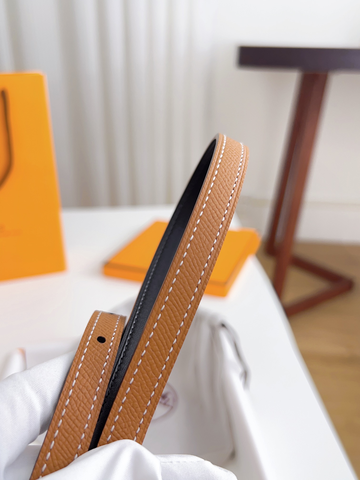 Hermès Female Basic Belt Cow Leather Silver 110cm-m