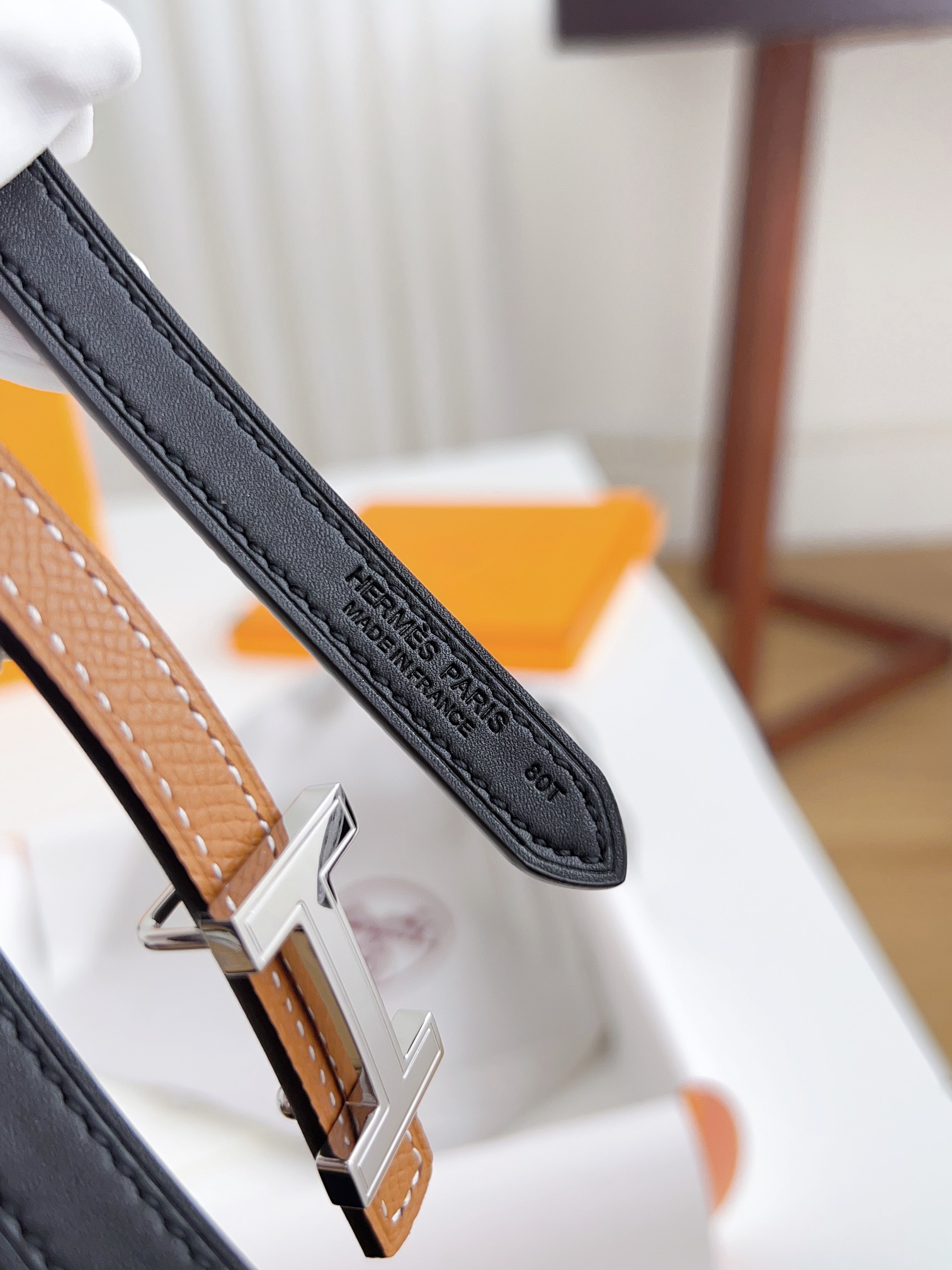 Hermès Female Basic Belt Cow Leather Silver 110cm-m