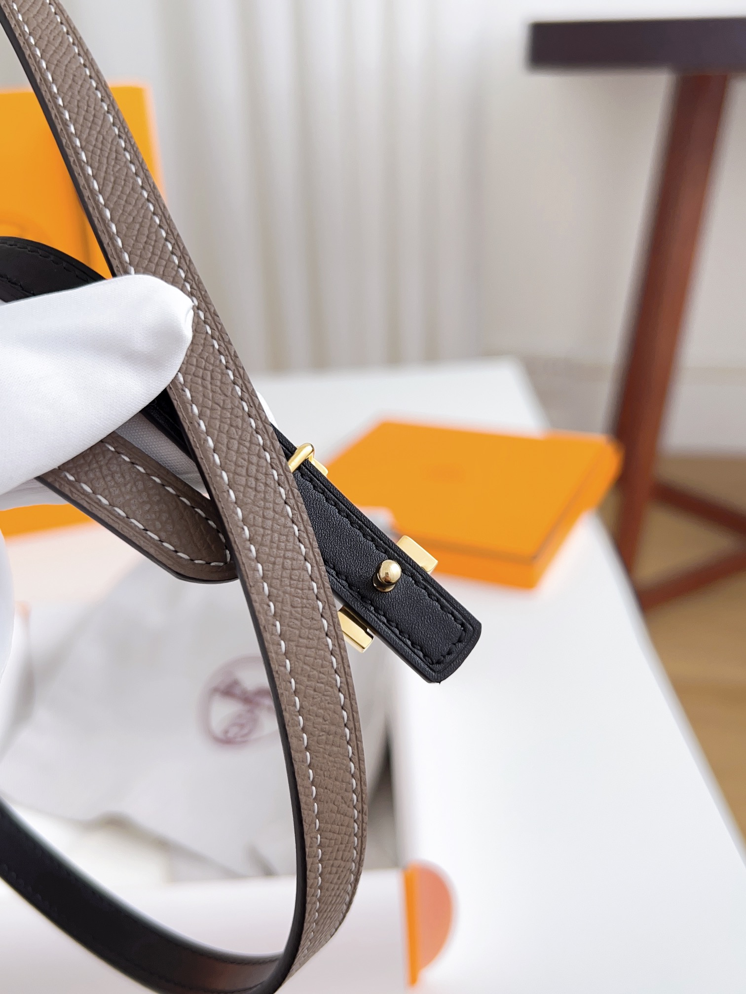 Hermès Female Basic Belt Cow Leather Silver 110cm-m