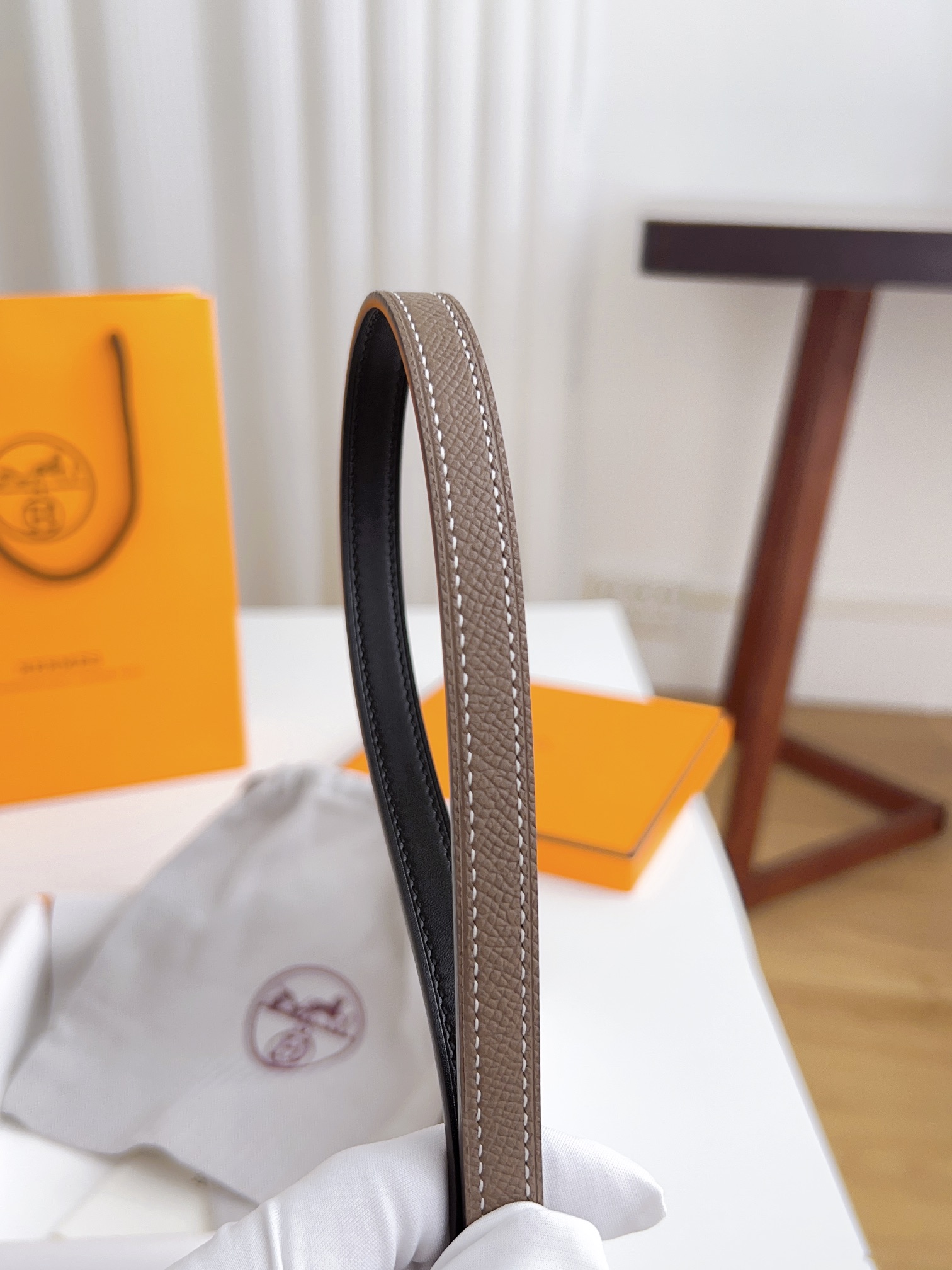 Hermès Female Basic Belt Cow Leather Silver 110cm-m