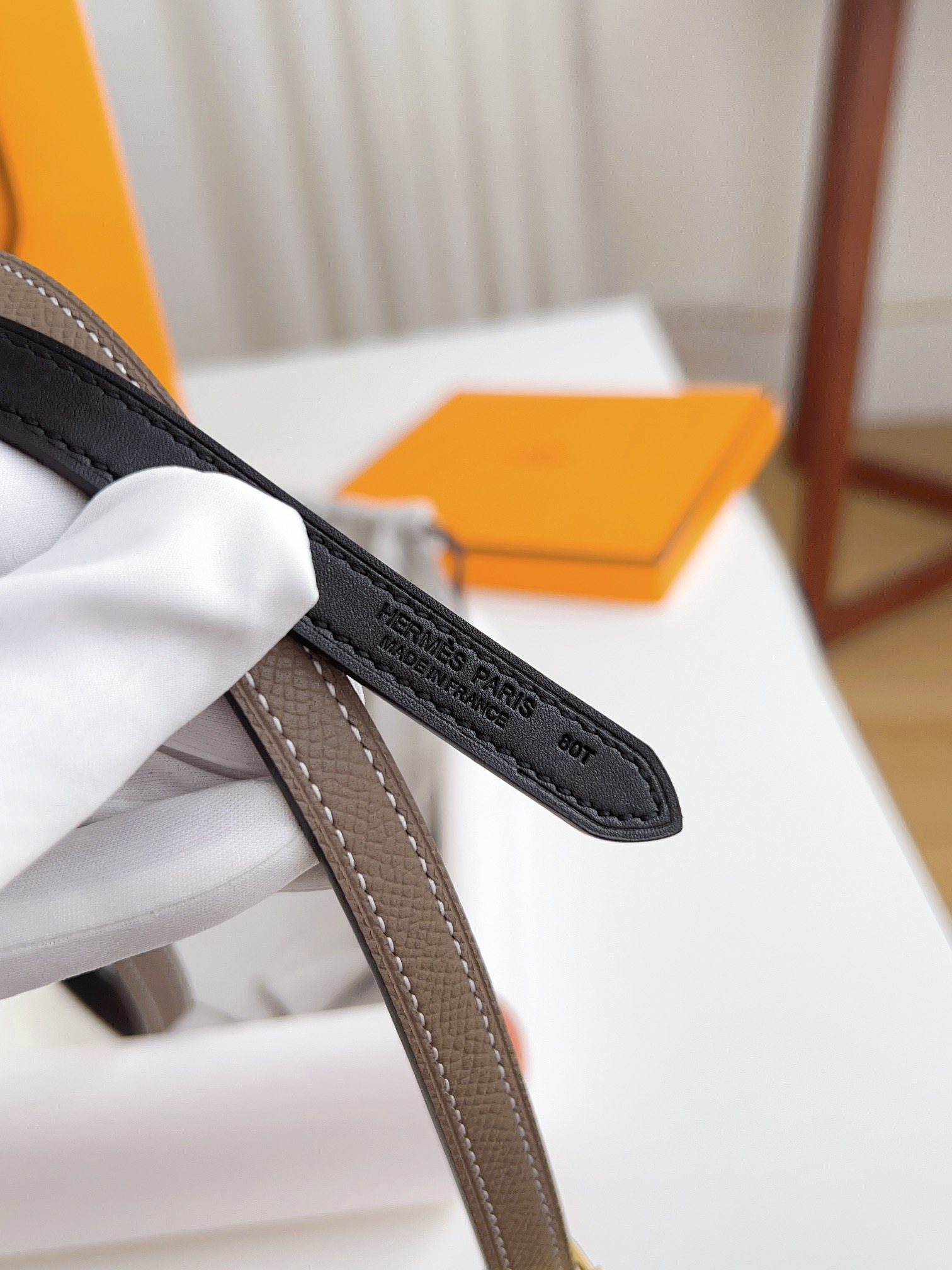 Hermès Female Basic Belt Cow Leather Silver 110cm-m