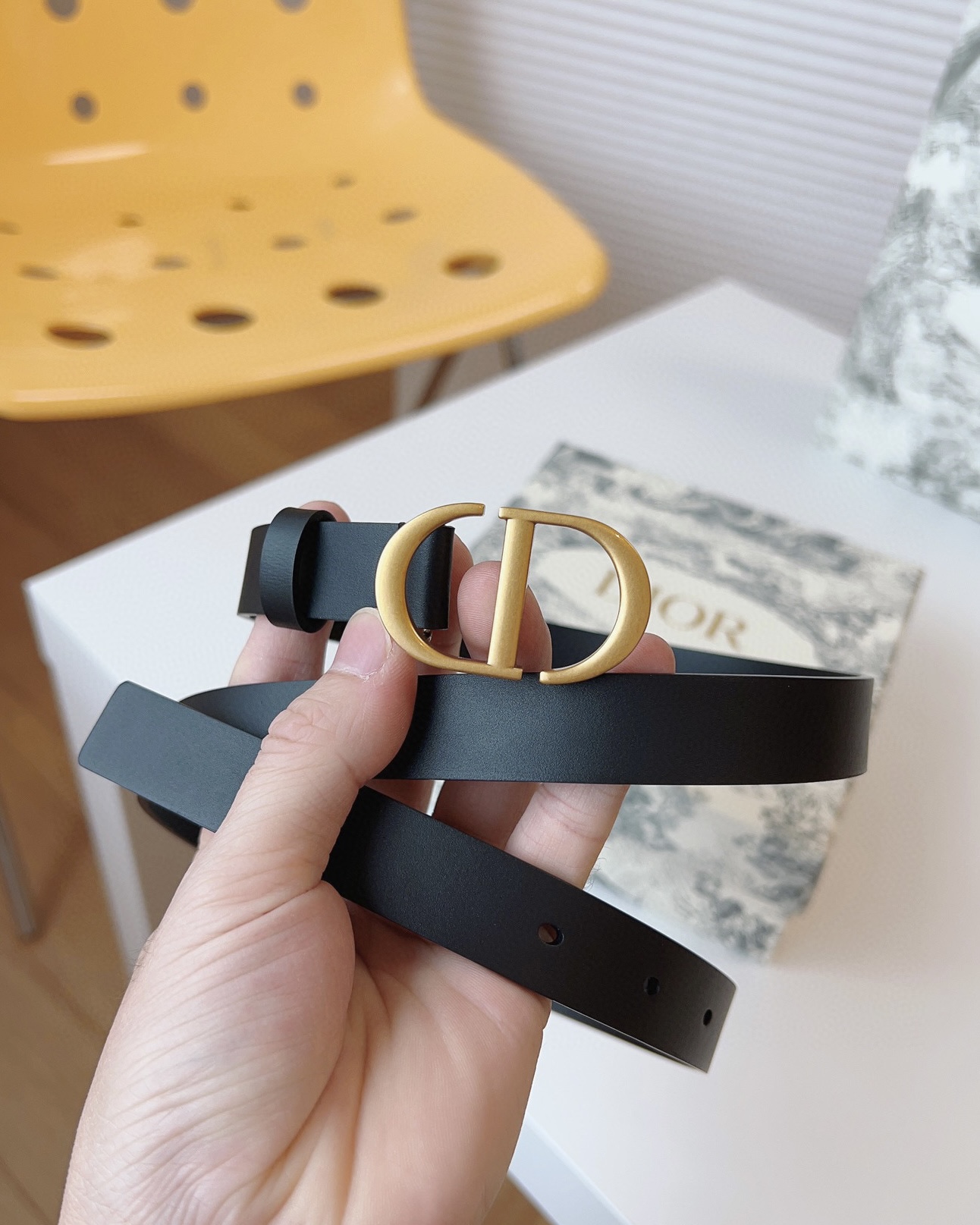 Dior Female Leather Belt Gold M