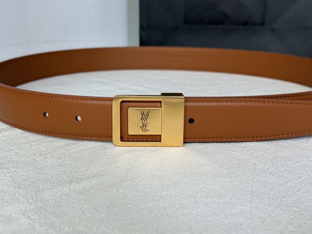 Saint Laurent Female Basic Belt Cow Leather Adjustable S-m-l