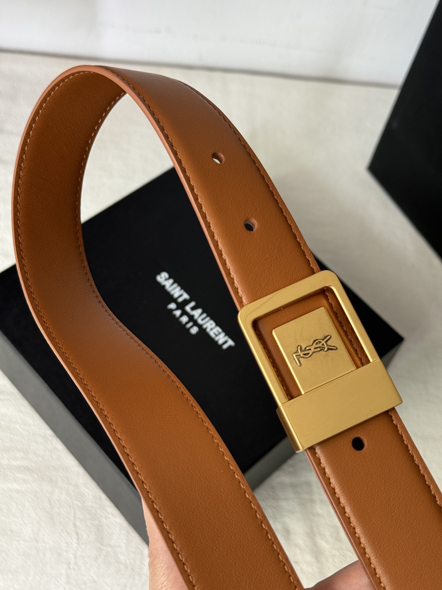 Saint Laurent Female Basic Belt Cow Leather Adjustable S-m-l