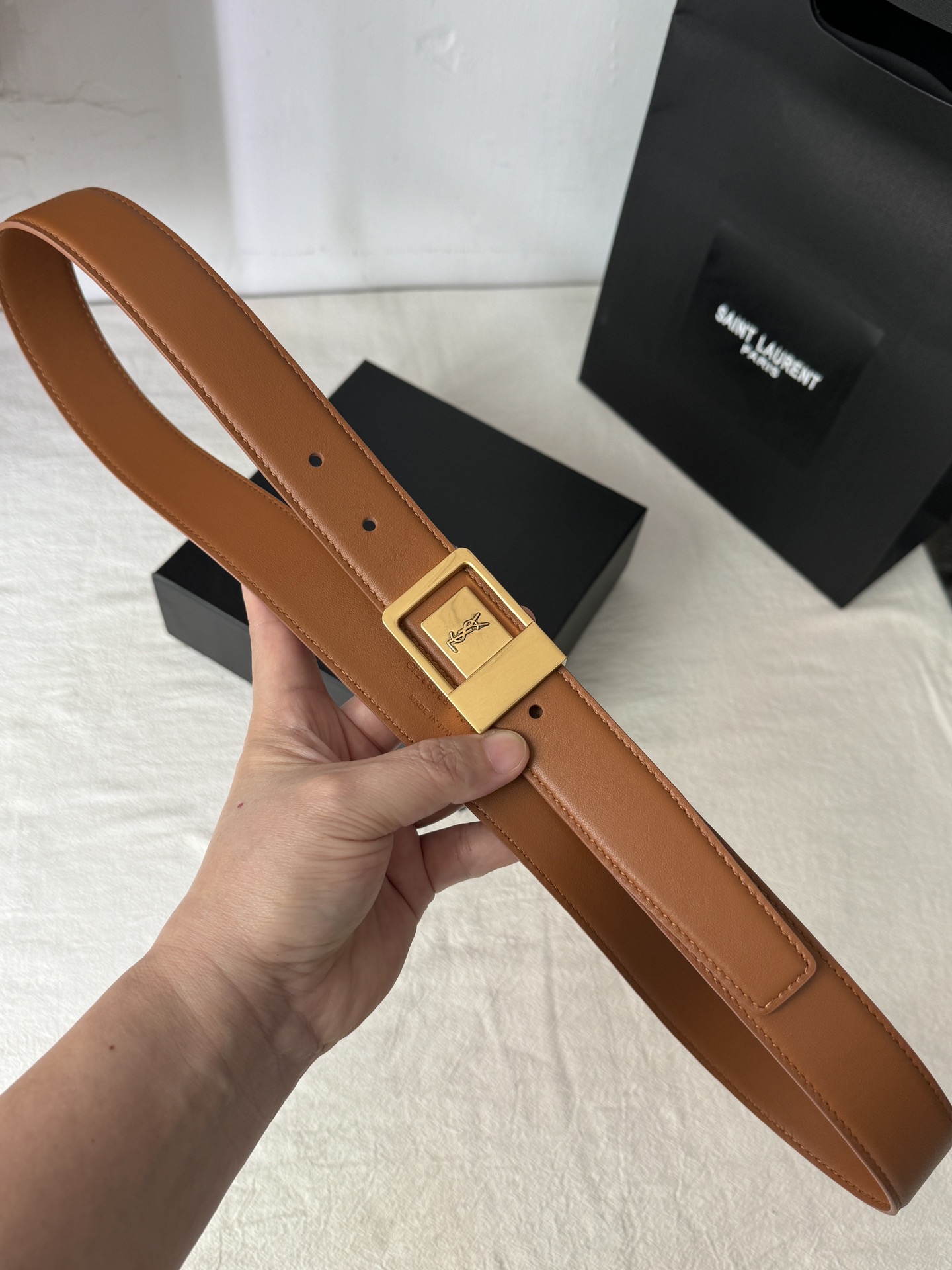 Saint Laurent Female Basic Belt Cow Leather Adjustable S-m-l