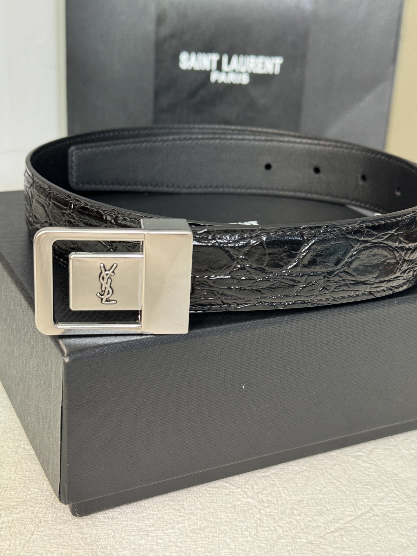 Saint Laurent Female Basic Belt Cow Leather Adjustable S-m-l