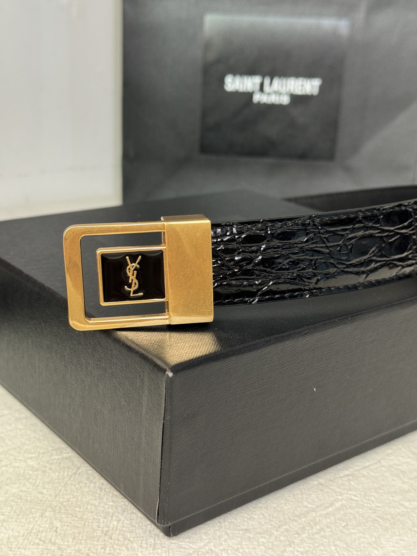 Saint Laurent Female Basic Belt Cow Leather Adjustable S-m-l