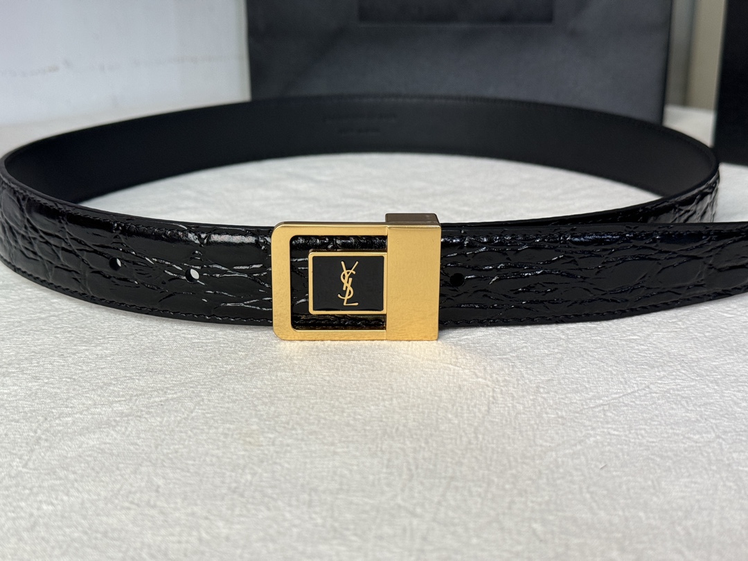 Saint Laurent Female Basic Belt Cow Leather Adjustable S-m-l