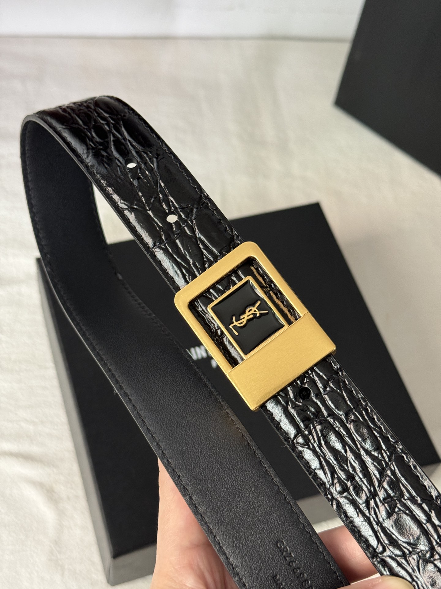 Saint Laurent Female Basic Belt Cow Leather Adjustable S-m-l