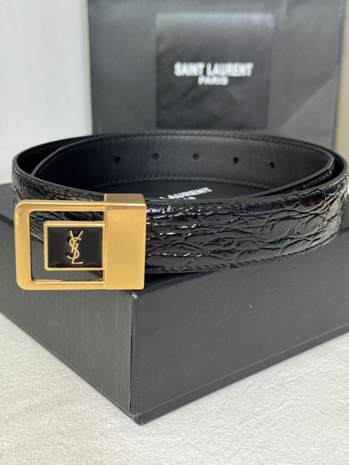 Saint Laurent Female Basic Belt Cow Leather Adjustable S-m-l