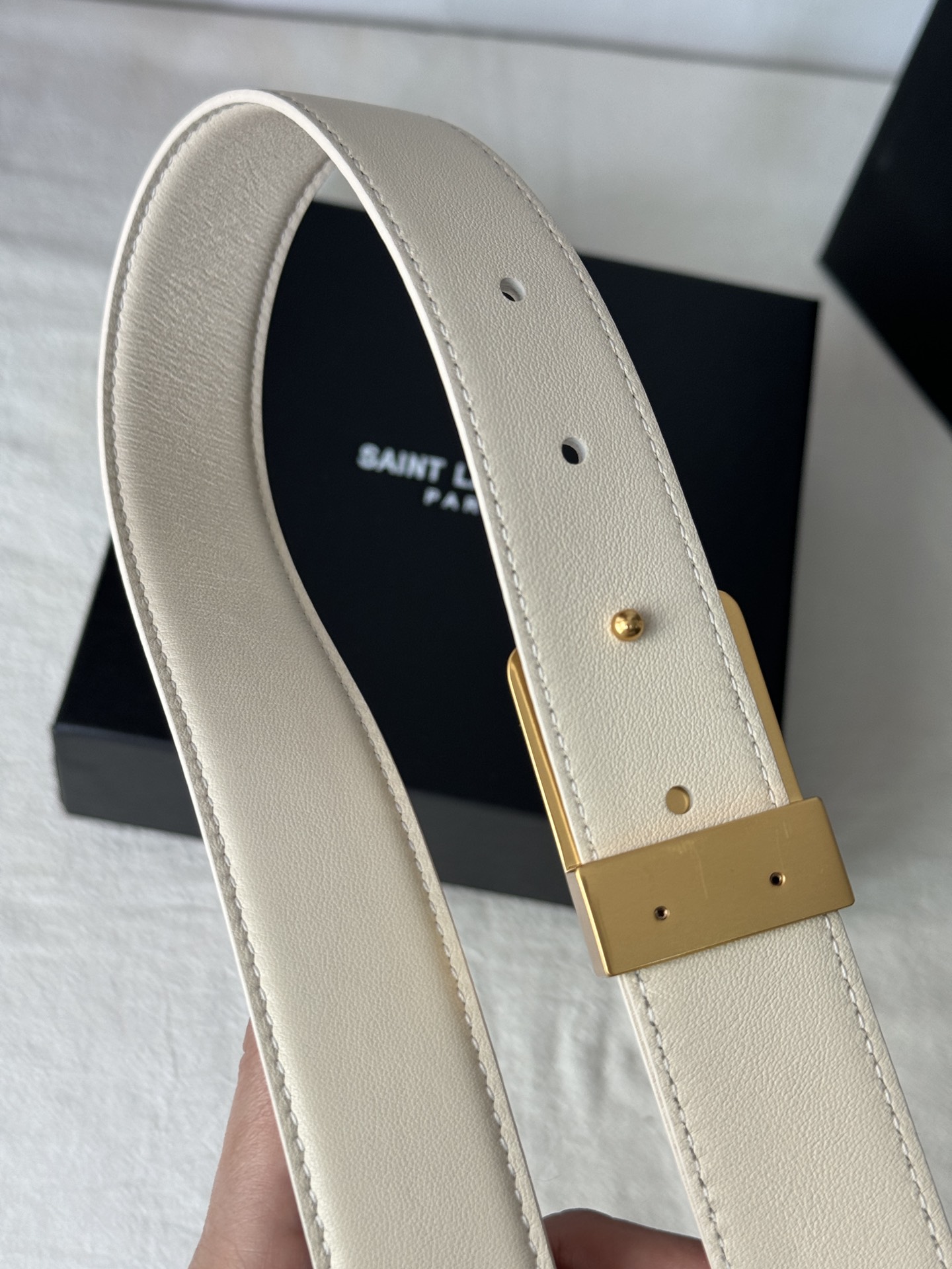 Saint Laurent Female Basic Belt Cow Leather Adjustable S-m-l