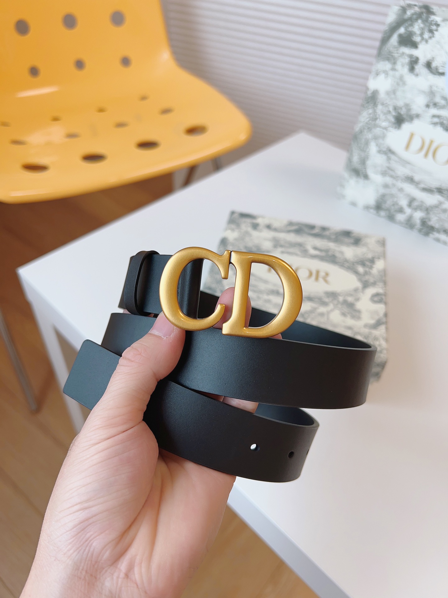 Dior Female Leather Belt Cow Leather Gold M