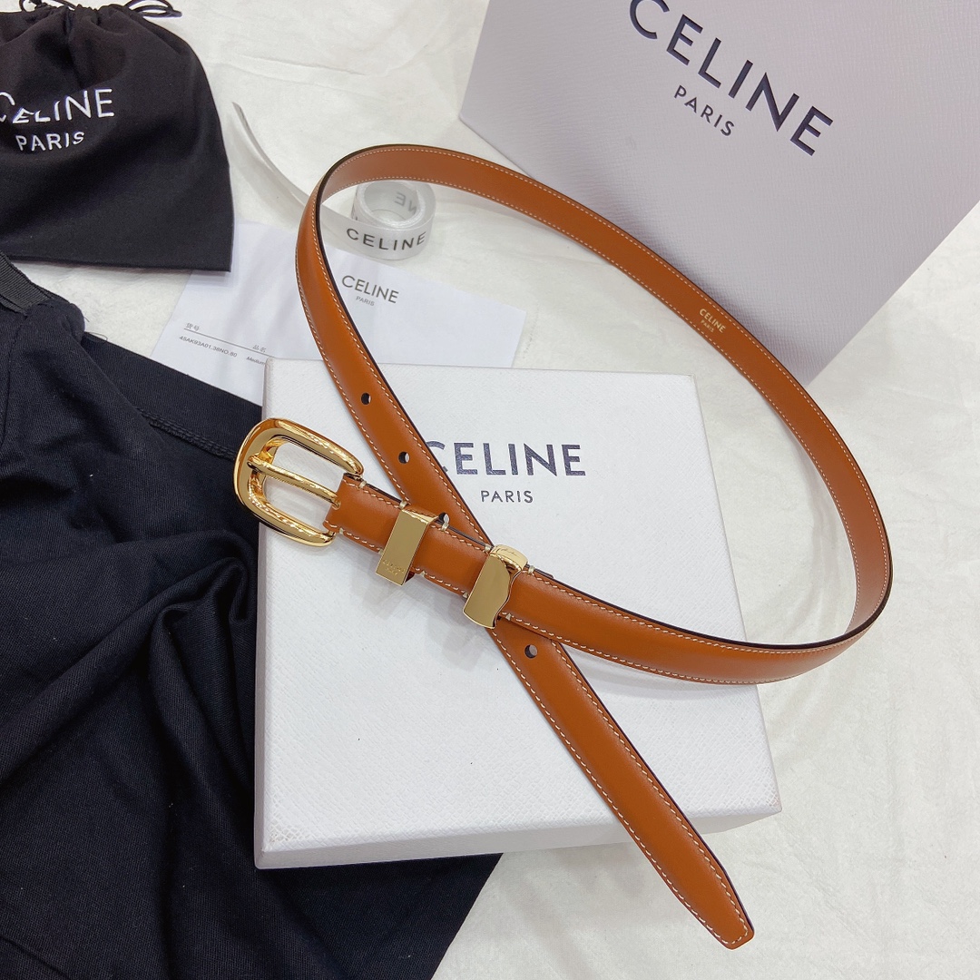 Female Basic Belt Cow Leather Gold S-m-l