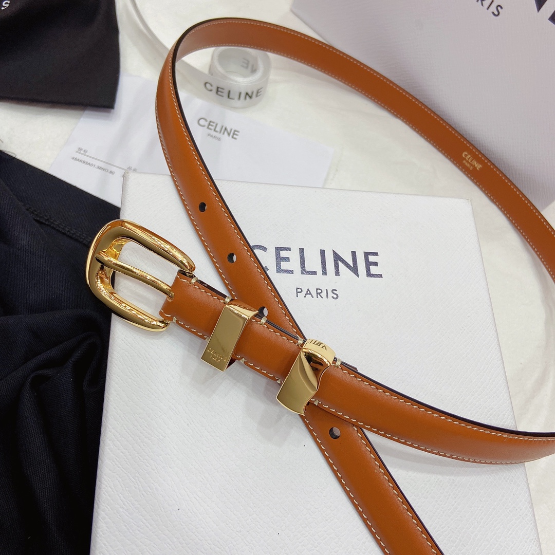 Female Basic Belt Cow Leather Gold S-m-l