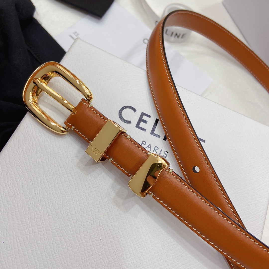 Female Basic Belt Cow Leather Gold S-m-l