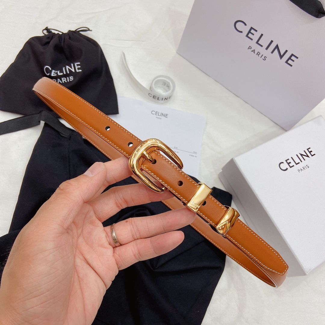 Female Basic Belt Cow Leather Gold S-m-l