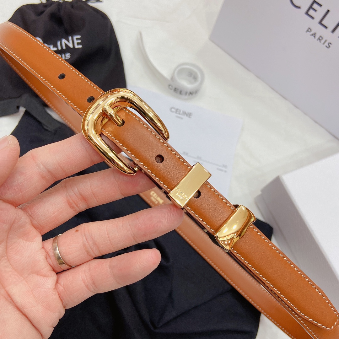 Female Basic Belt Cow Leather Gold S-m-l