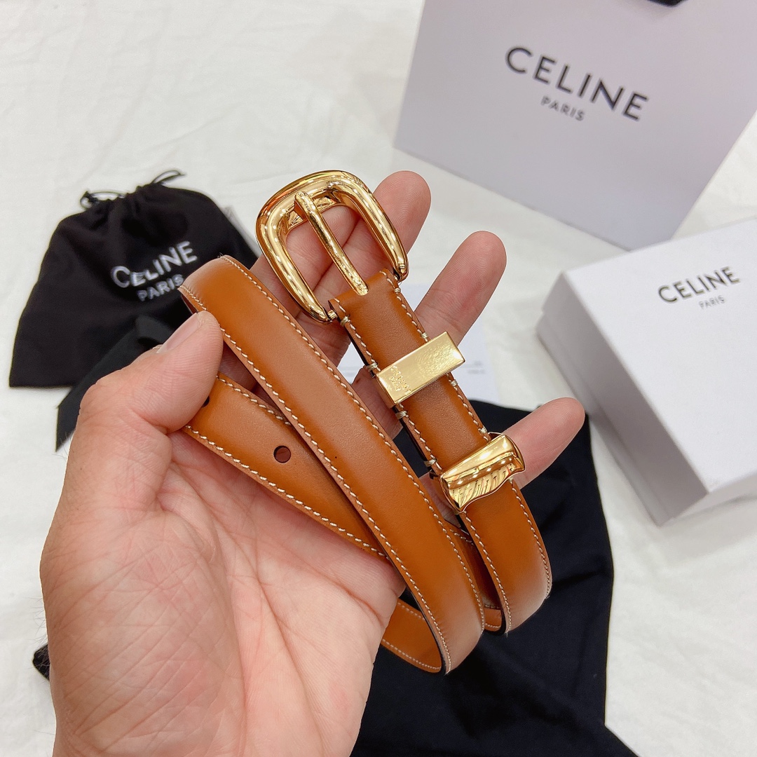 Female Basic Belt Cow Leather Gold S-m-l