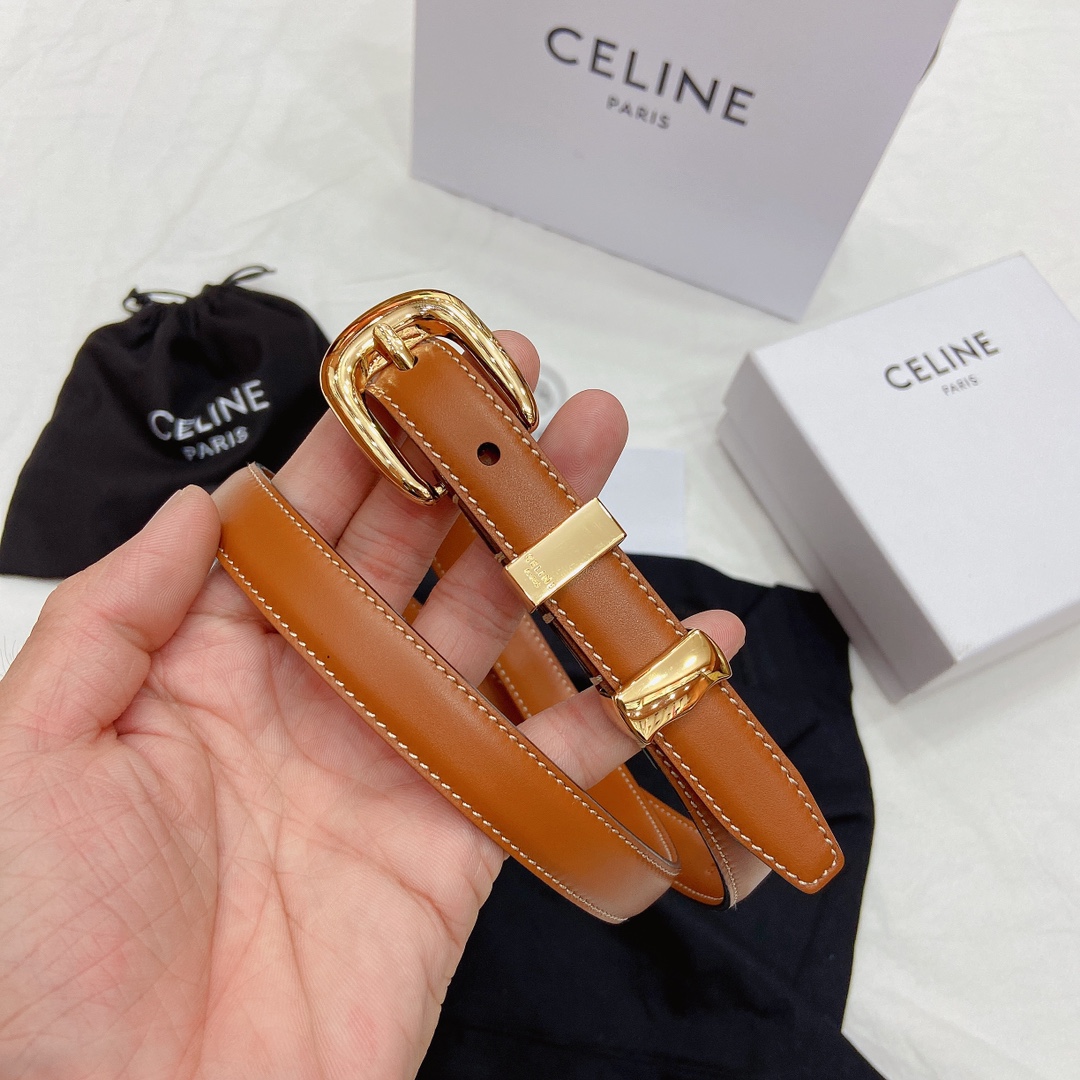 Female Basic Belt Cow Leather Gold S-m-l