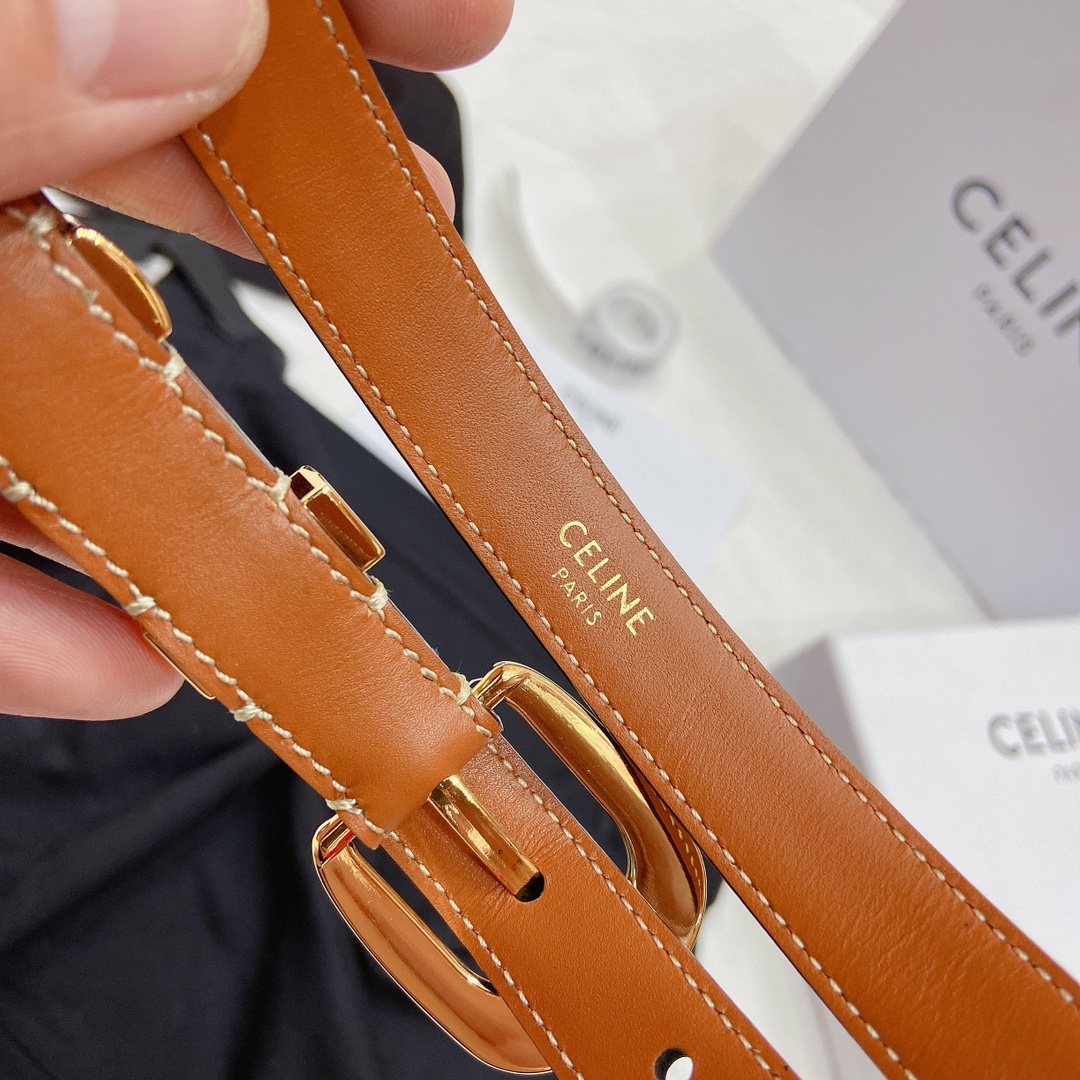 Female Basic Belt Cow Leather Gold S-m-l