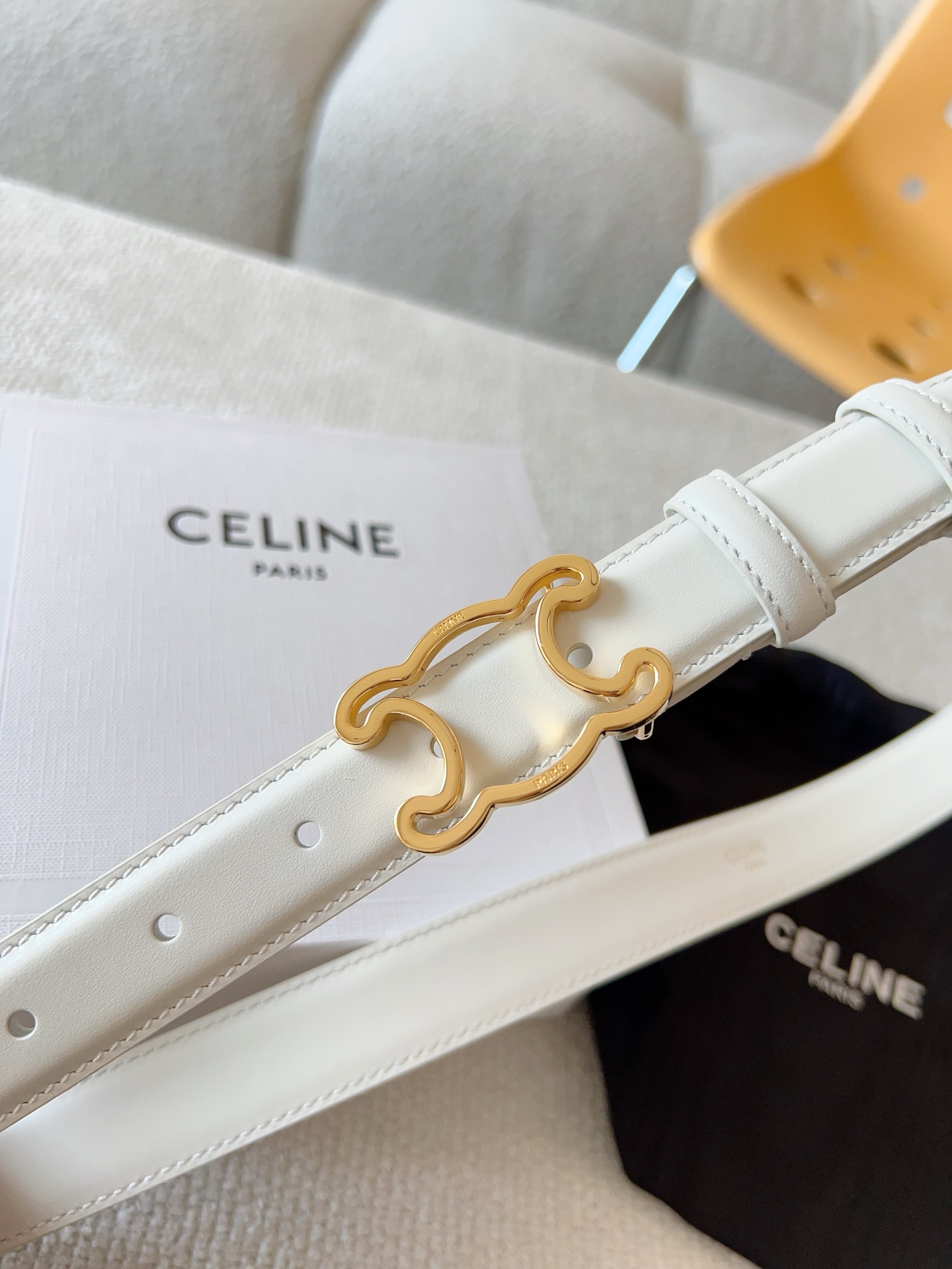 Celine Female Basic Belt Cow Leather Gold M-l