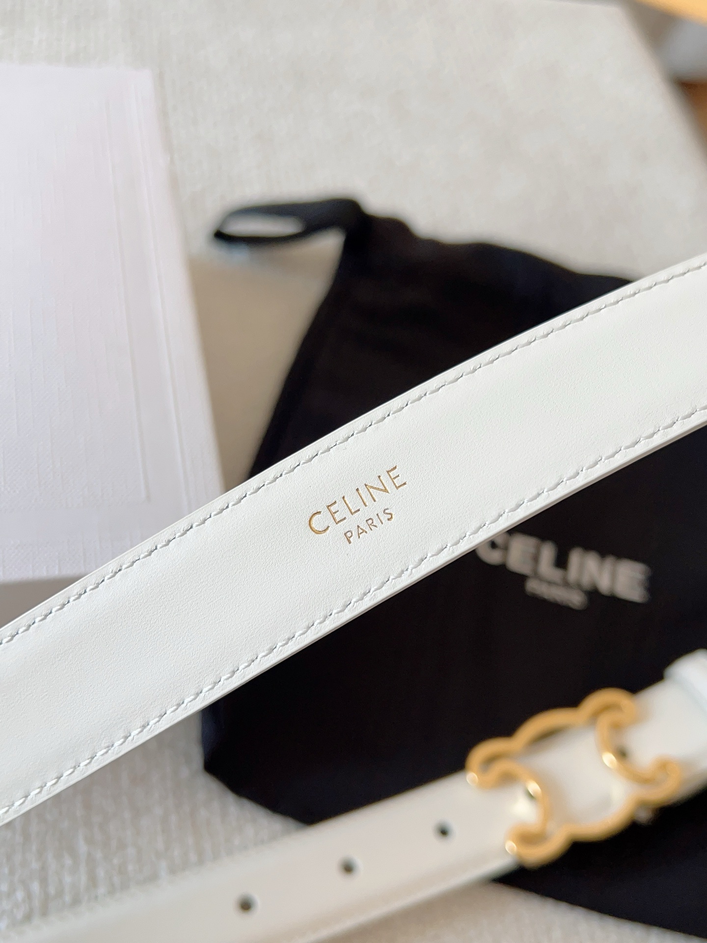 Celine Female Basic Belt Cow Leather Gold M-l