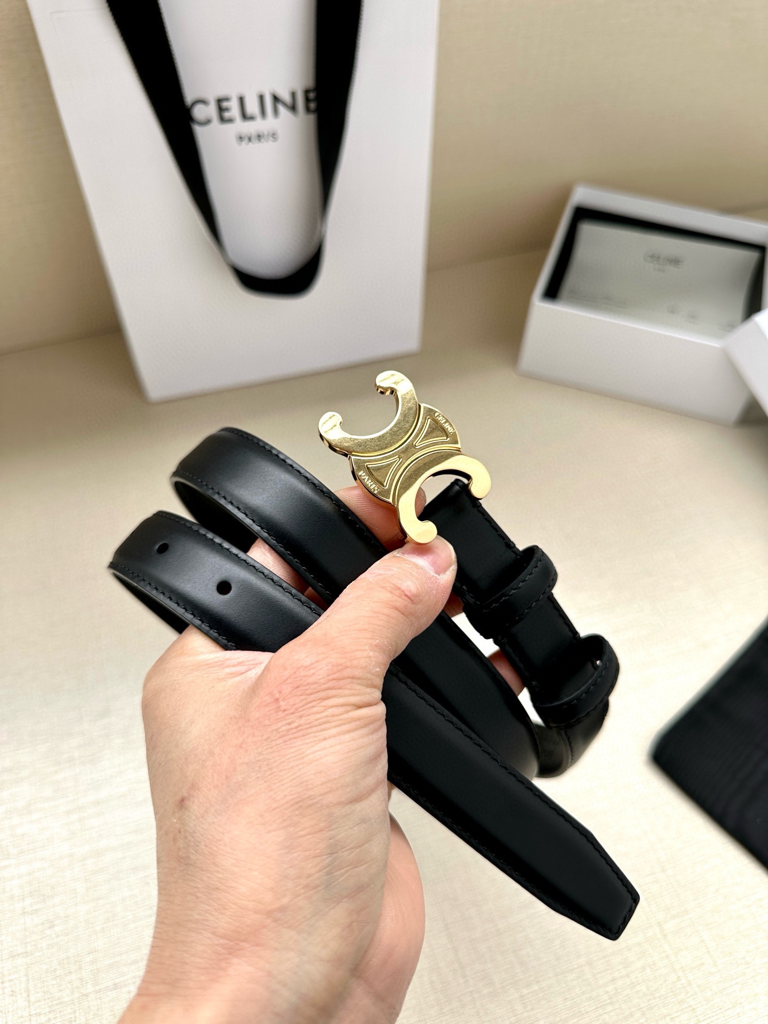 Celine Female Leather Belt Top Grain Leather M-l