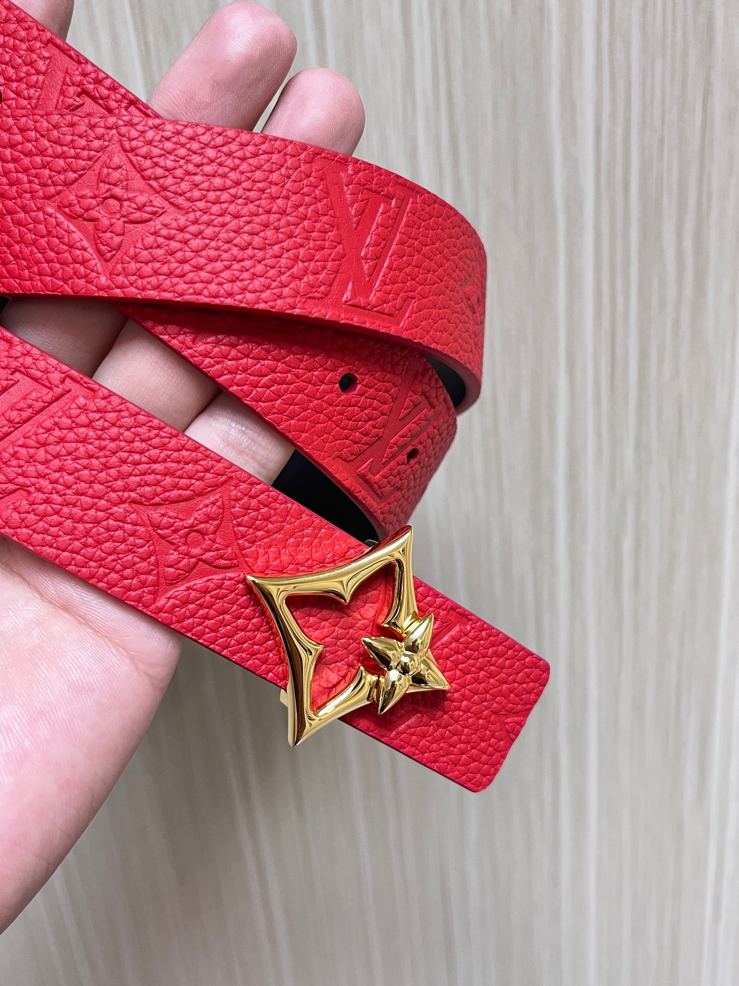 Female Basic Belt Cow Leather Red