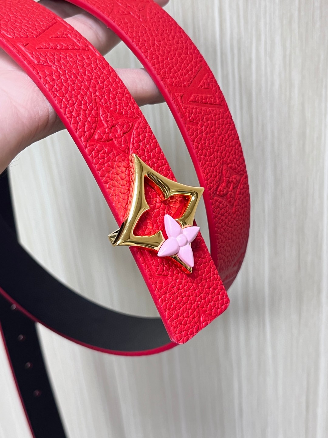 Female Basic Belt Cow Leather Red