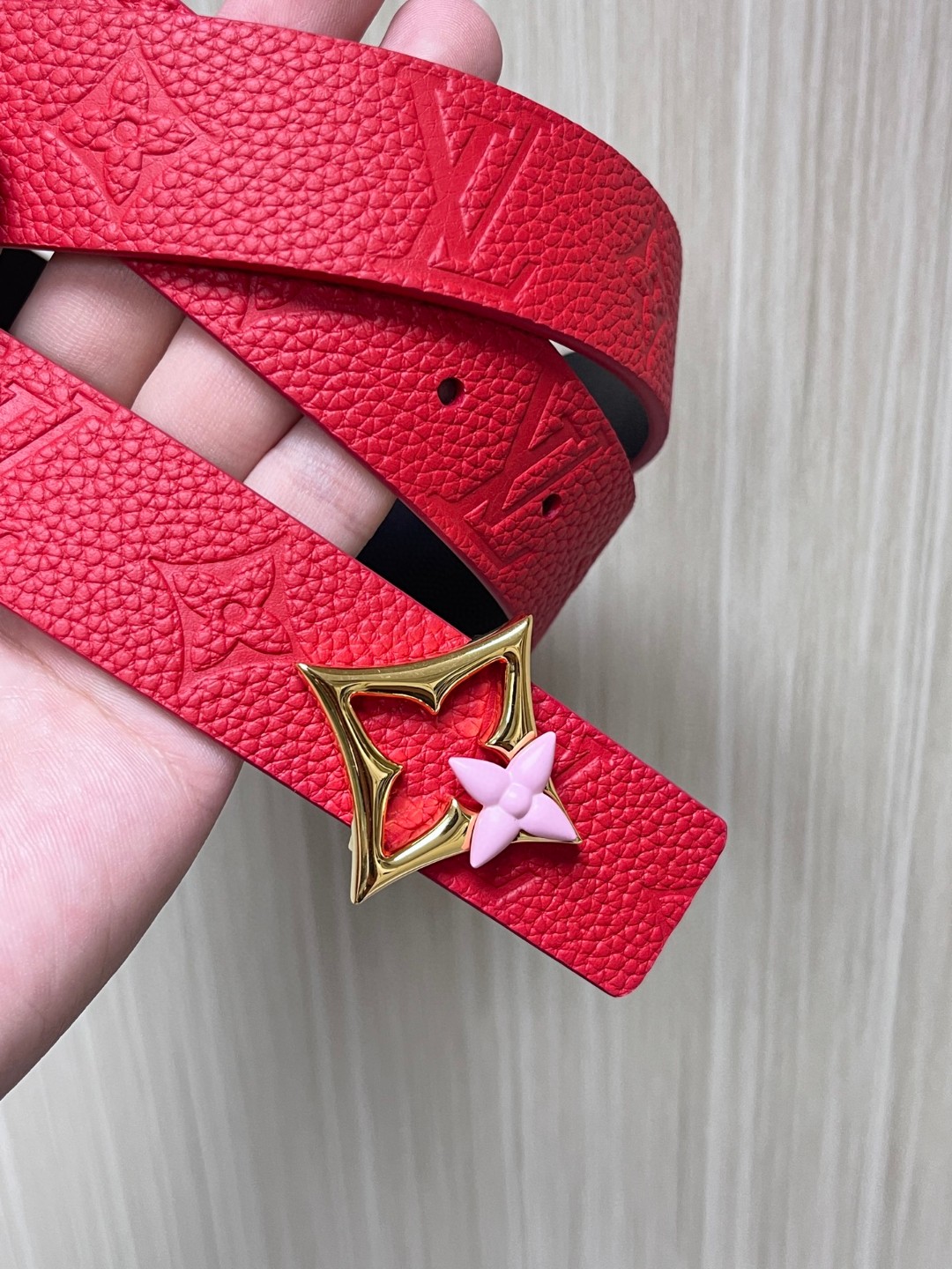 Female Basic Belt Cow Leather Red