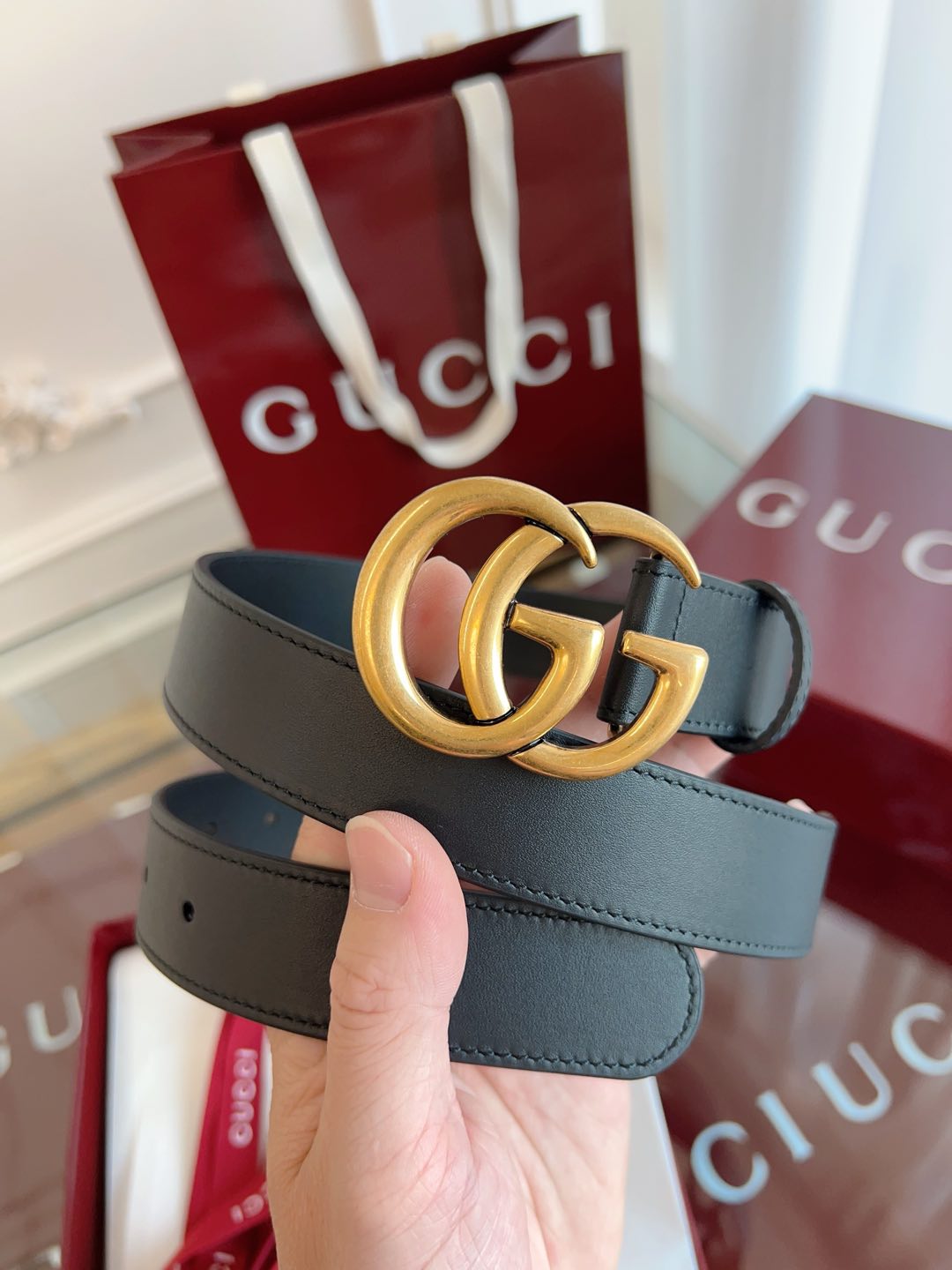 Gucci Female Basic Belt Cow Leather Brown M