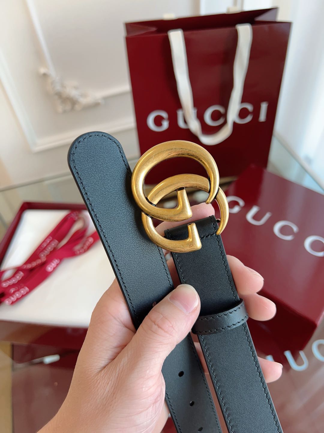 Gucci Female Basic Belt Cow Leather Brown M