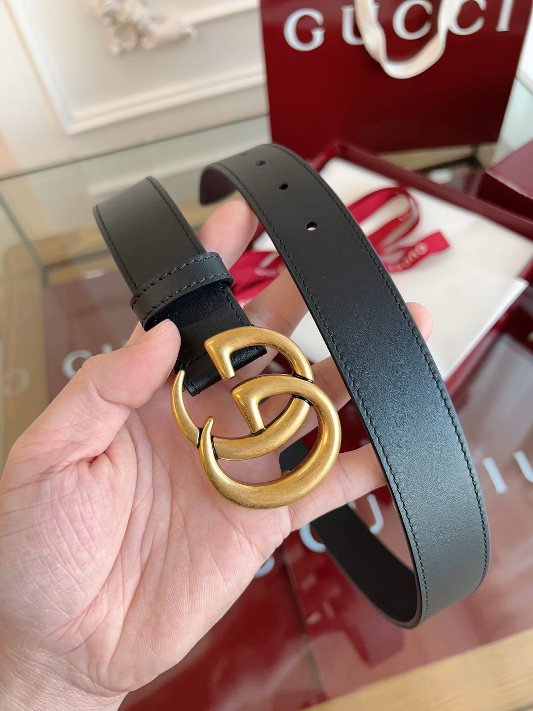 Gucci Female Basic Belt Cow Leather Brown M