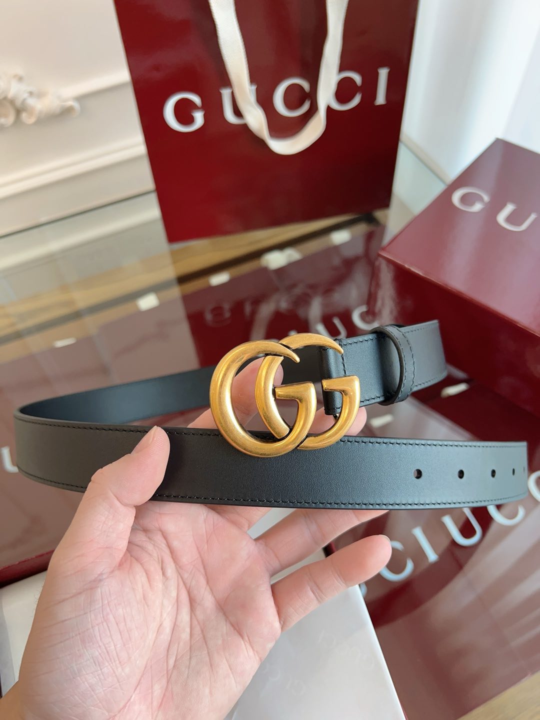 Gucci Female Basic Belt Cow Leather Brown M