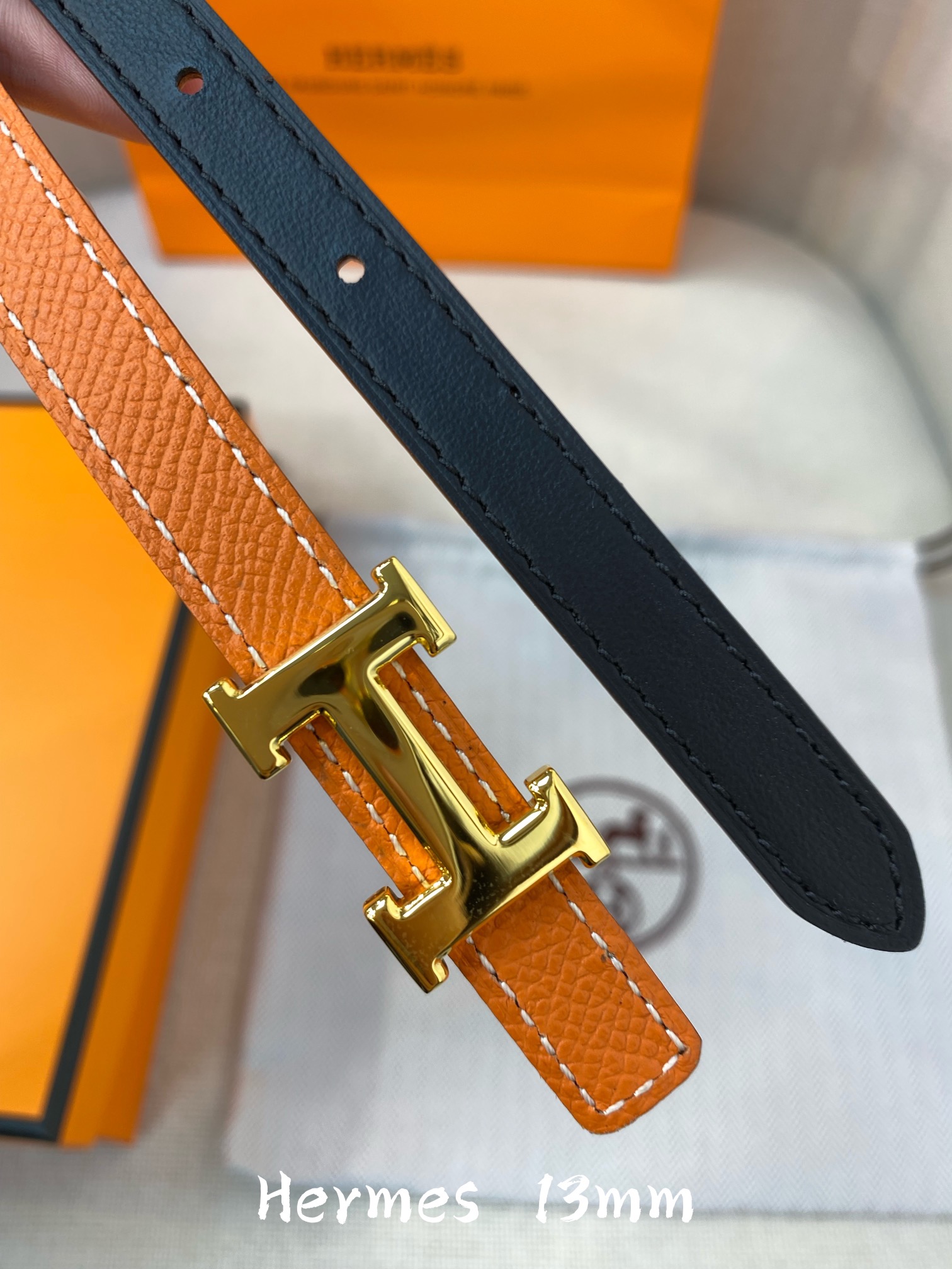 Hermès Female Leather Belt Cow Leather 13mm-s-m-l