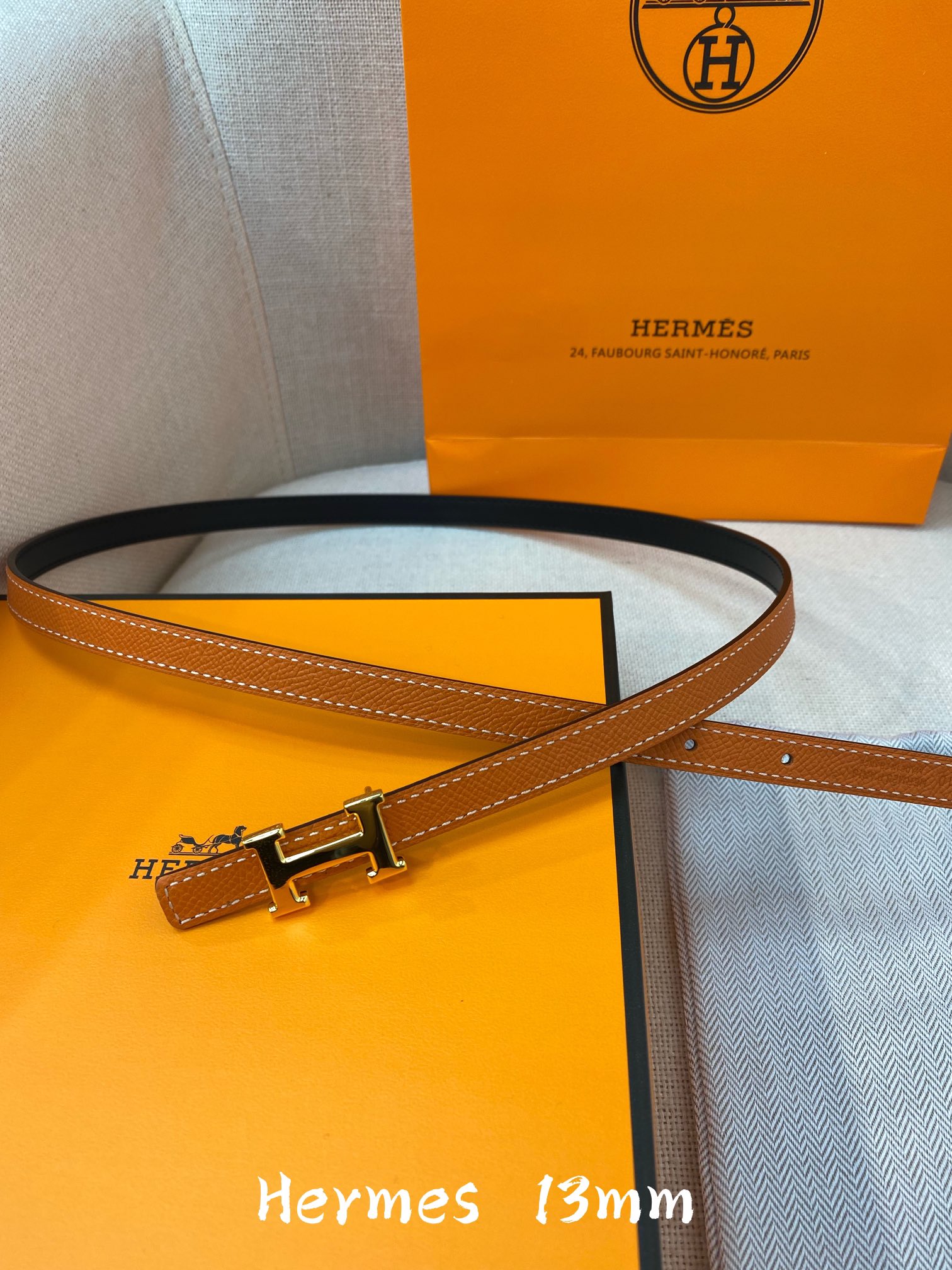 Hermès Female Leather Belt Cow Leather 13mm-s-m-l