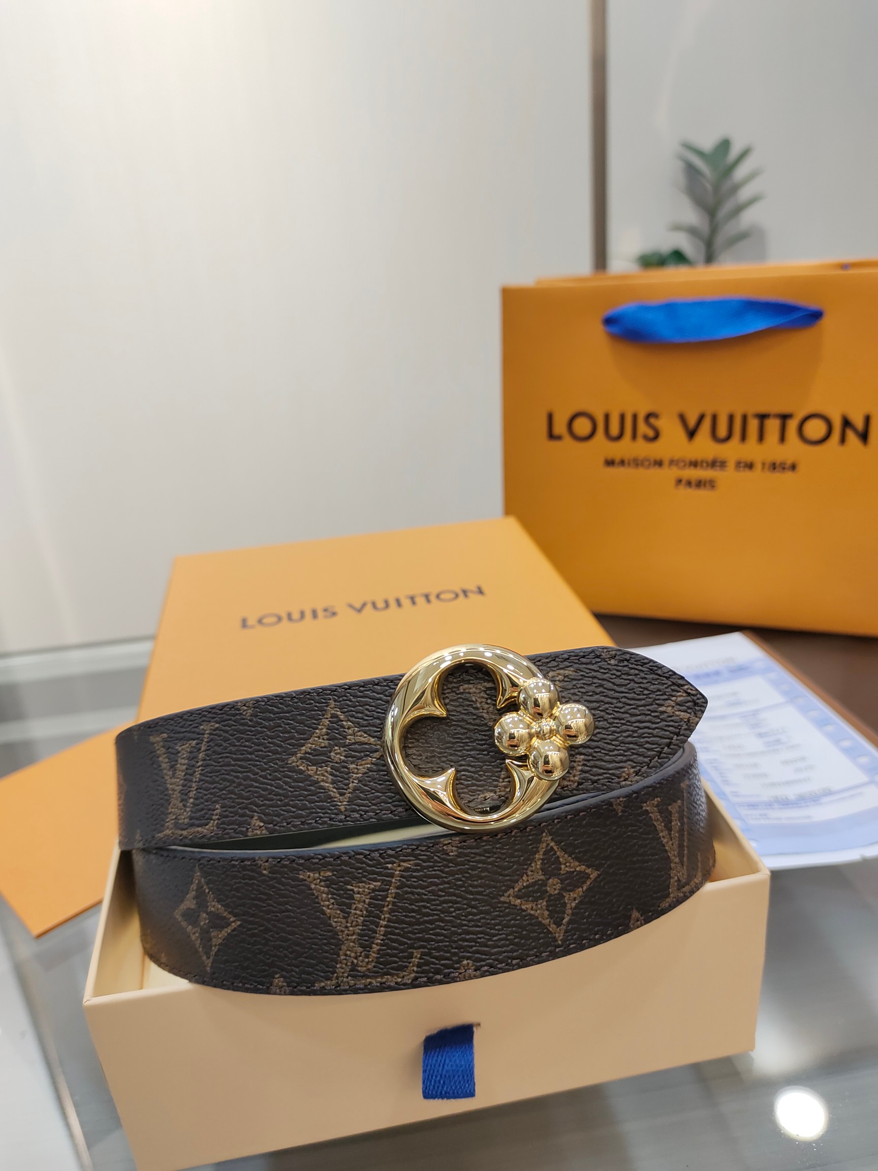 Louis Vuitton Female Basic Belt Cow Leather M-l