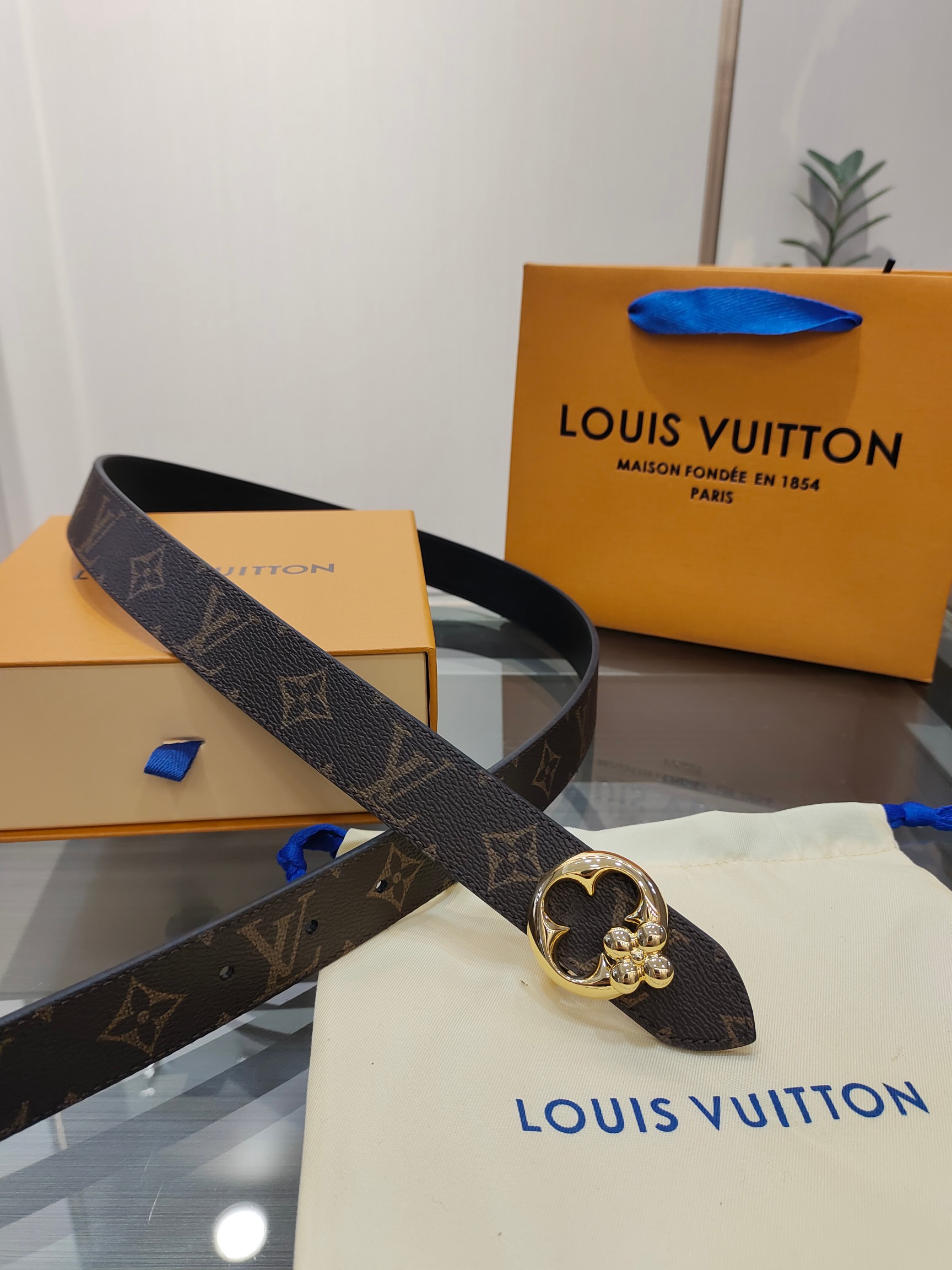 Louis Vuitton Female Basic Belt Cow Leather M-l
