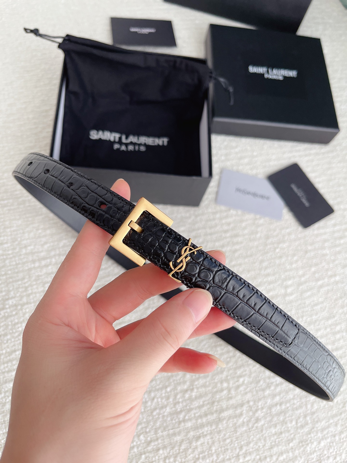 Saint Laurent Female Basic Belt Cow Leather S-m-l