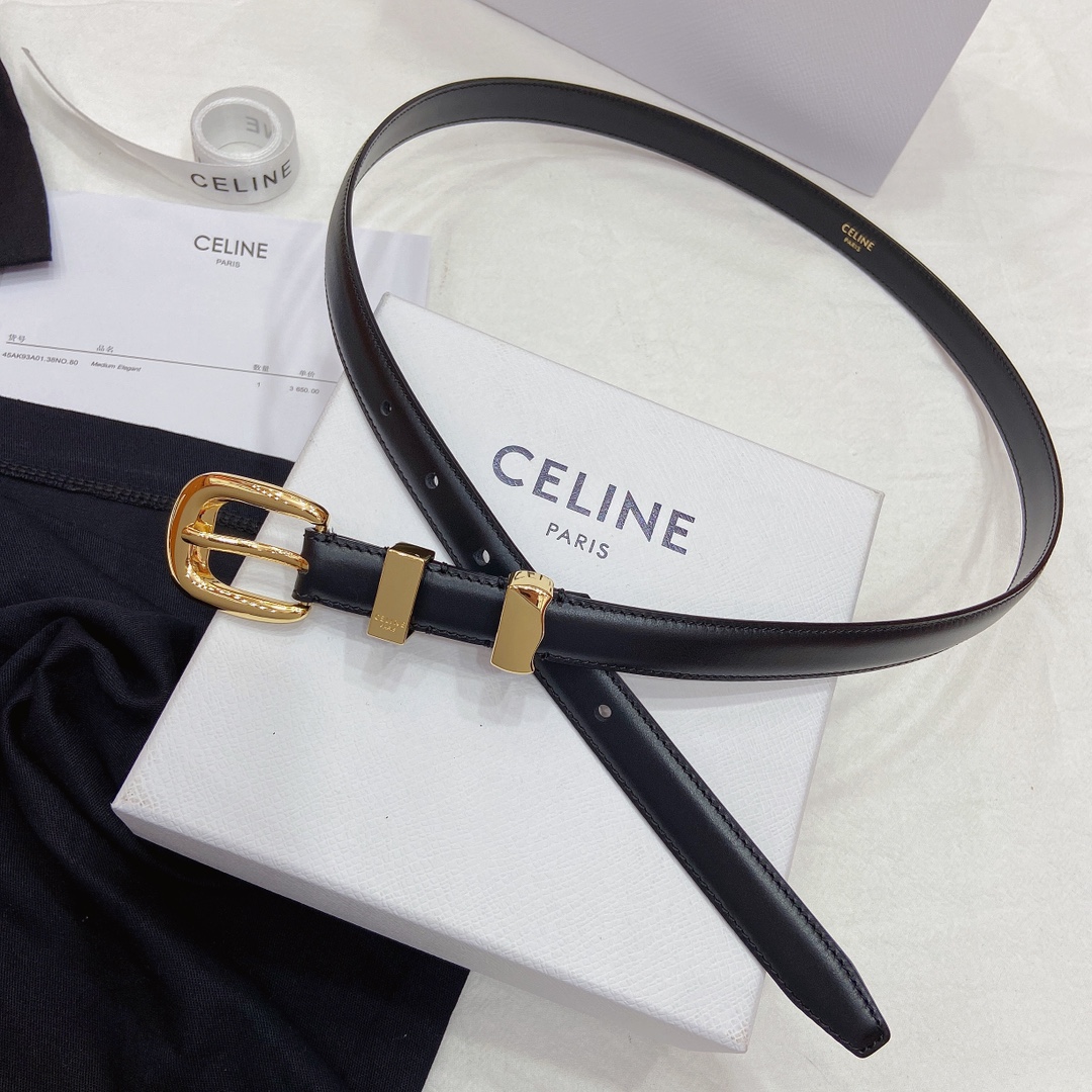 Female Basic Belt Cow Leather Gold S-m-l