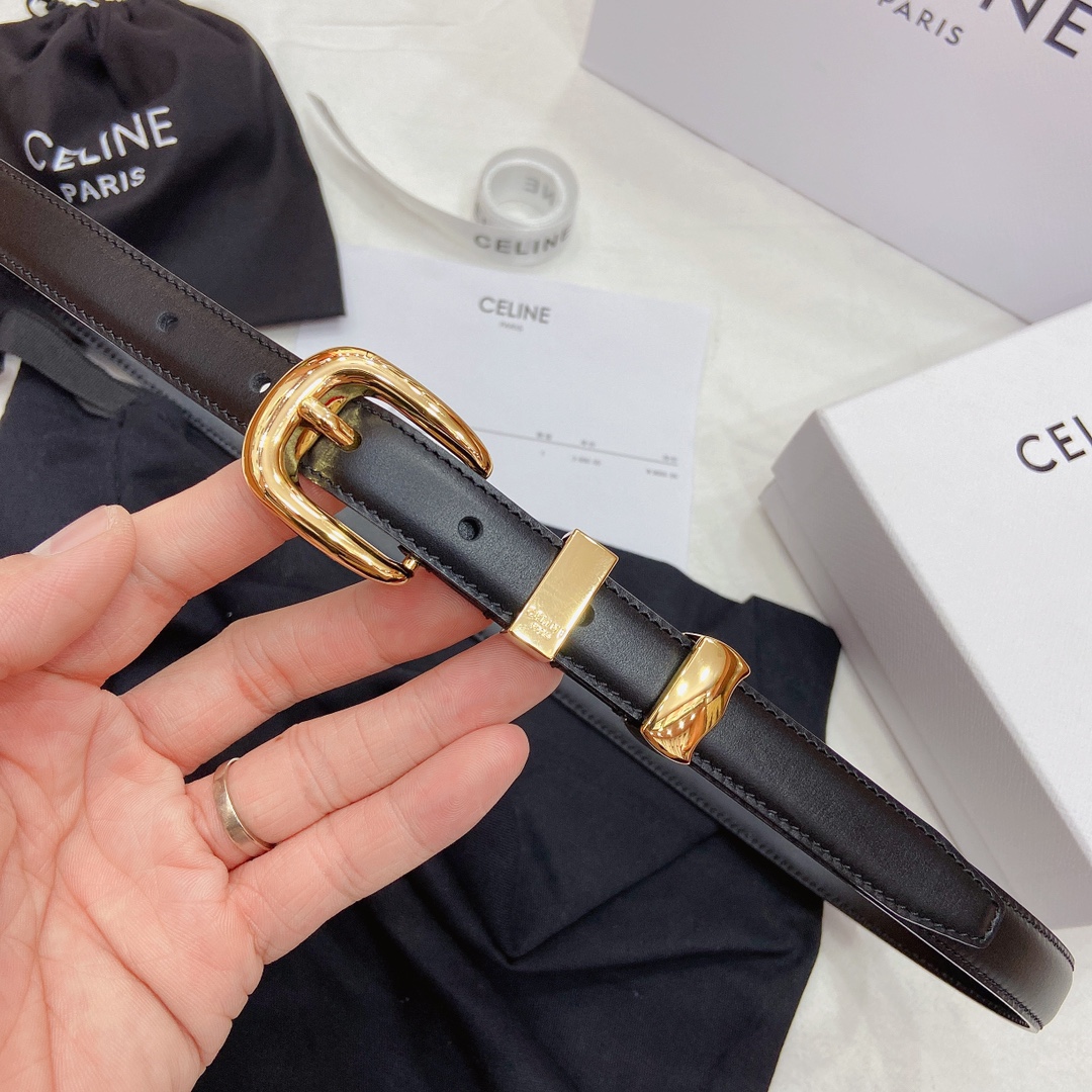 Female Basic Belt Cow Leather Gold S-m-l