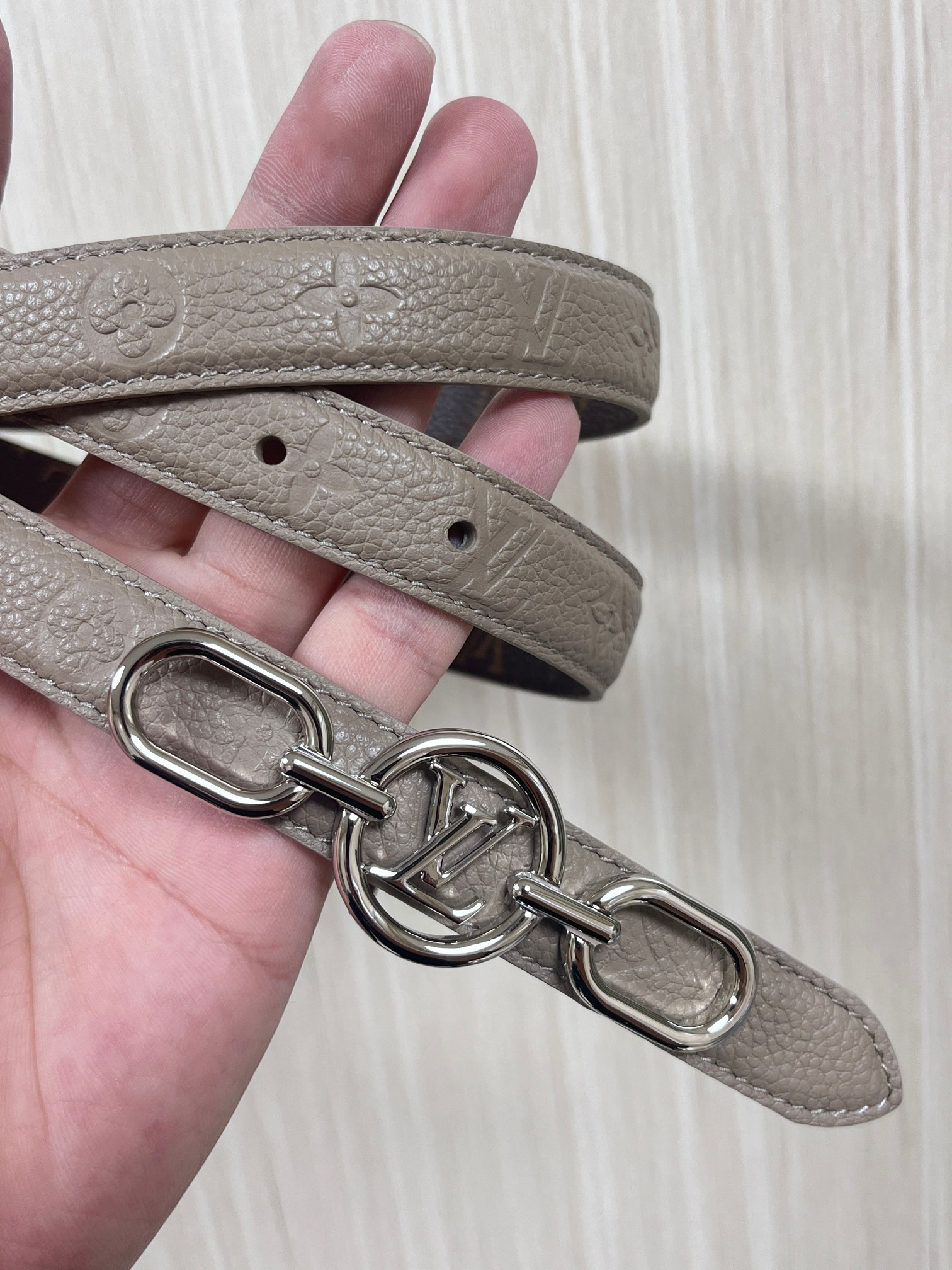 Female Basic Belt Cow Leather Gray