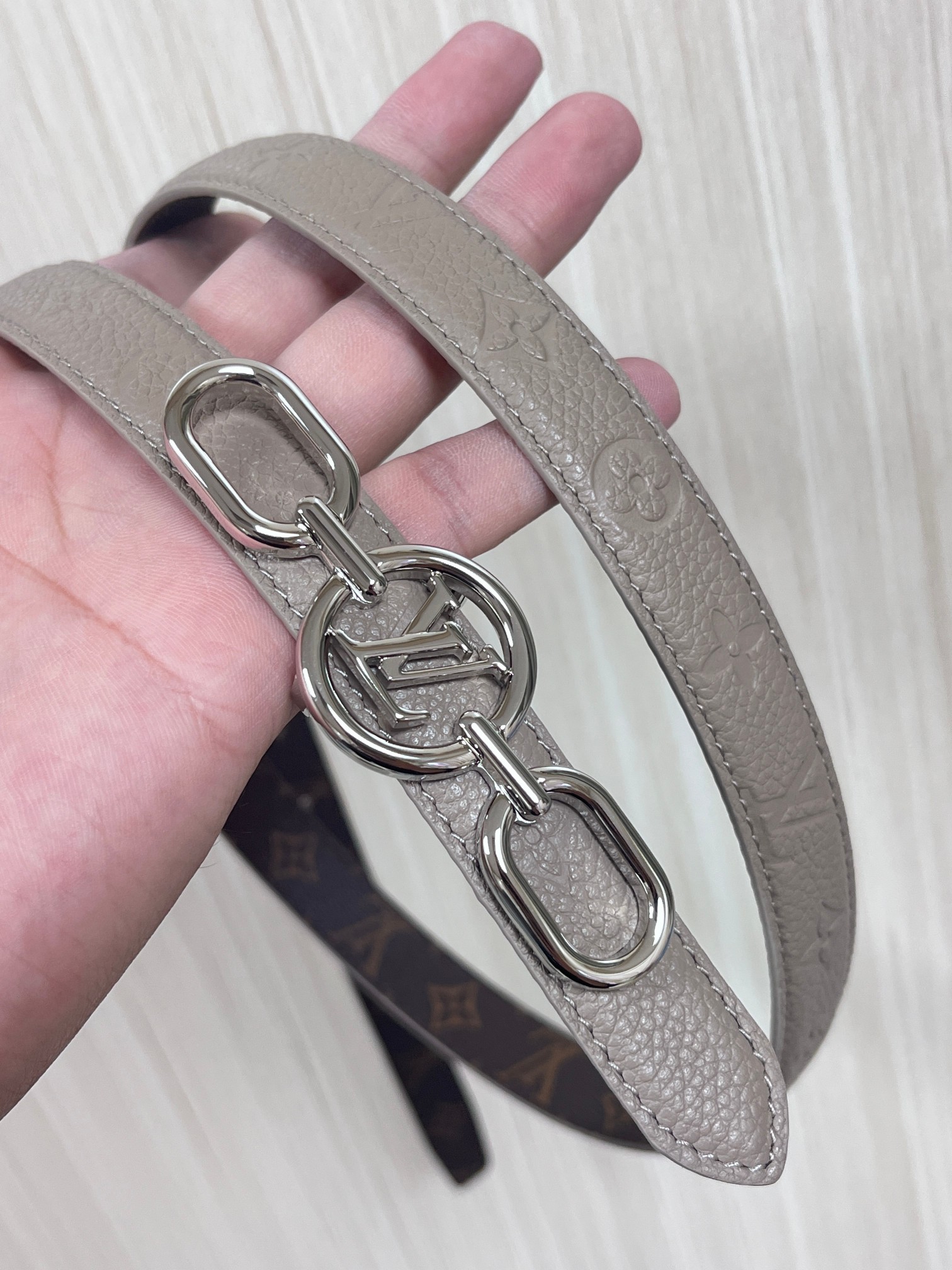 Female Basic Belt Cow Leather Gray