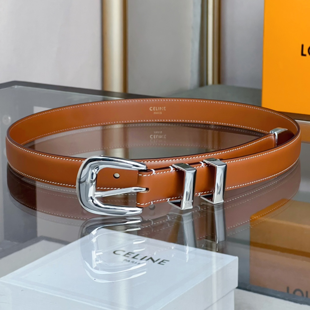Celine Female Basic Belt Cow Leather Brown S-l