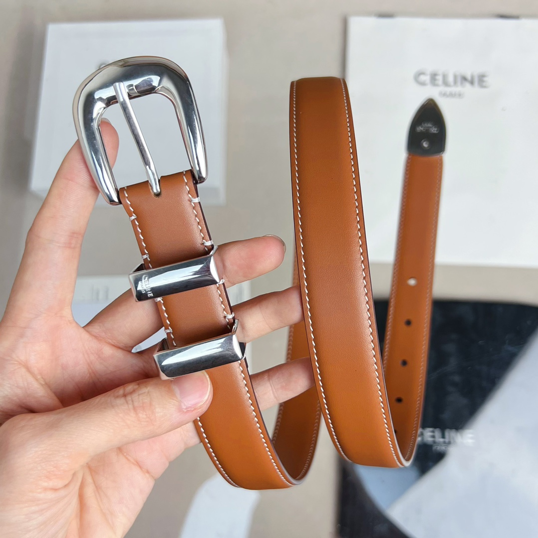 Celine Female Basic Belt Cow Leather Brown S-l
