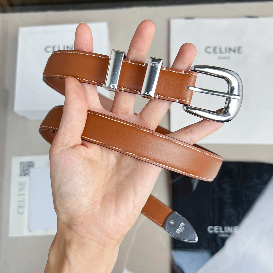 Celine Female Basic Belt Cow Leather Brown S-l