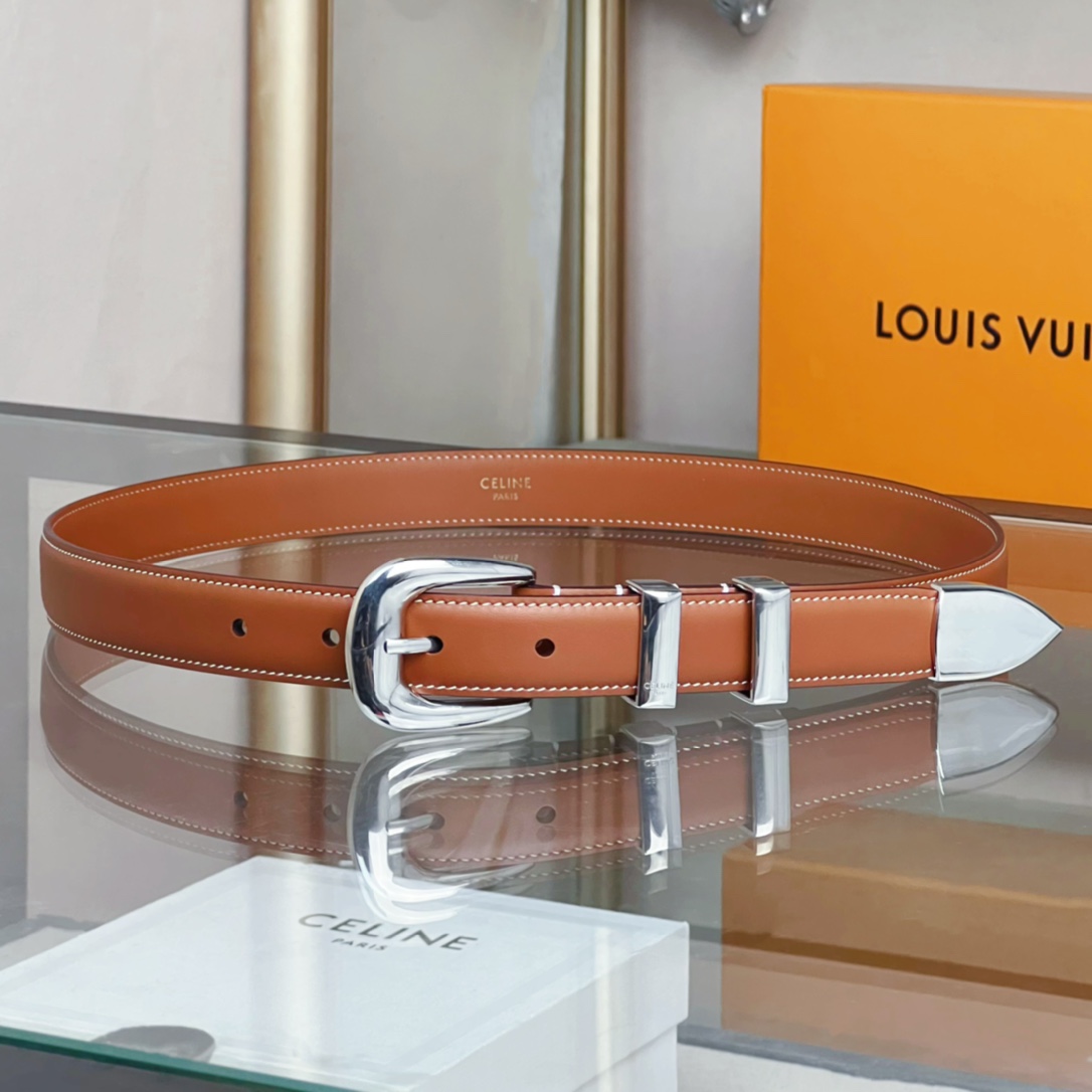 Celine Female Basic Belt Cow Leather Brown S-l